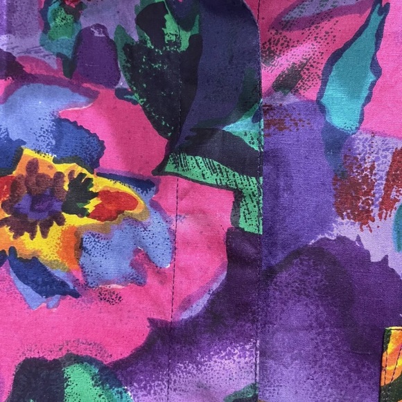 Vintage 90s Company One Cotton Button Hawaiian Floral Top Size Large Short Sleev - Picture 4 of 5